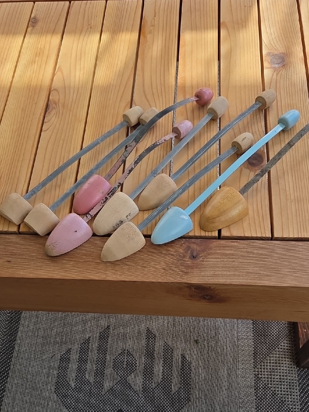 Wooden & Metal Shoe Stretchers - Pink, Blue, Natural
